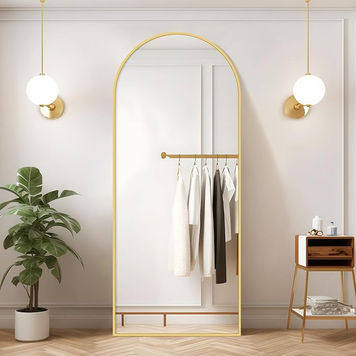 KOCUUY Arched Full Length Mirror, 71" x 26" Large Floor Mirror with Stand, Gold Arched Wall Mirro... | Amazon (CA)