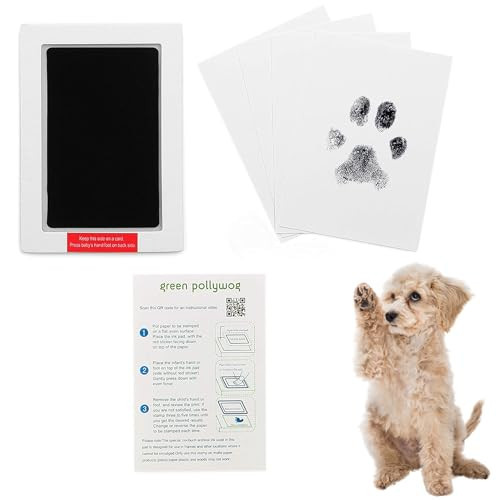 Green Pollywog | Extra-Large Clean Touch Inkless Ink Pad for Pets | Paw/Nose Prints for Dogs & Cats Non-Toxic | Paw Print Stamp Kit | Dog Paw Print Kit | Cat Footprint Keepsake (1-Pack) | Amazon (US)
