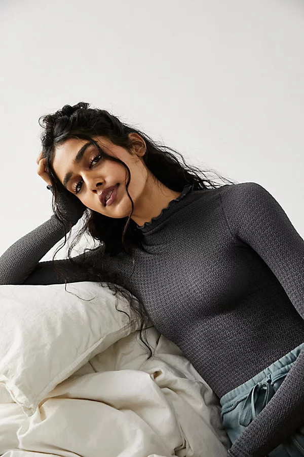 Make It A Mock Neck Seamless Bodysuit by Intimately at Free People, Charcoal, XS/S | Free People (Global - UK&FR Excluded)