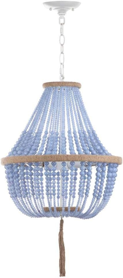 SAFAVIEH Lighting Collection Lush Kristi Boho Farmhouse Blue 17-inch Diameter 3-light Beaded Adju... | Amazon (US)