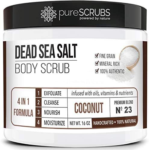 pureSCRUBS Premium Organic Body Scrub Set - Large 16oz COCONUT BODY SCRUB - Dead Sea Salt Infused... | Amazon (US)