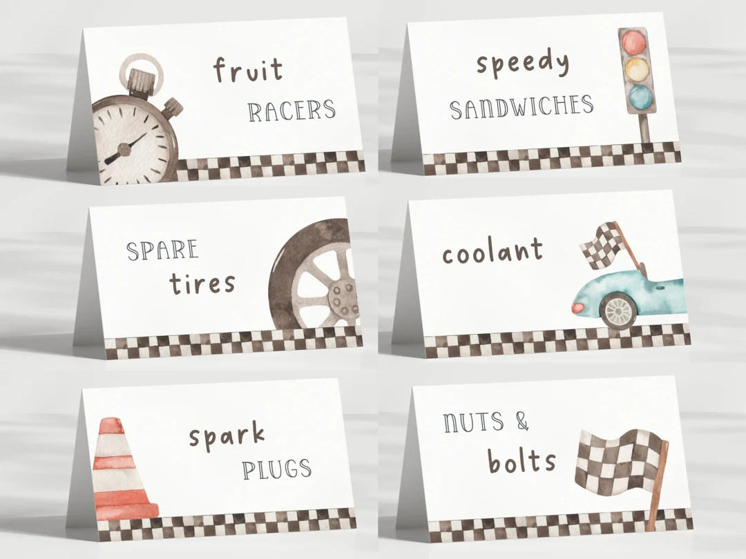 Race Car Food Tent Labels Editable Template Blue Vintage - Etsy | Etsy (US)