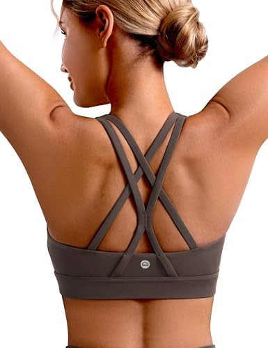 Sports Bras for Women Padded Criss Cross Back Yoga Tank Tops Medium Support Strappy Workout Remov... | Amazon (US)