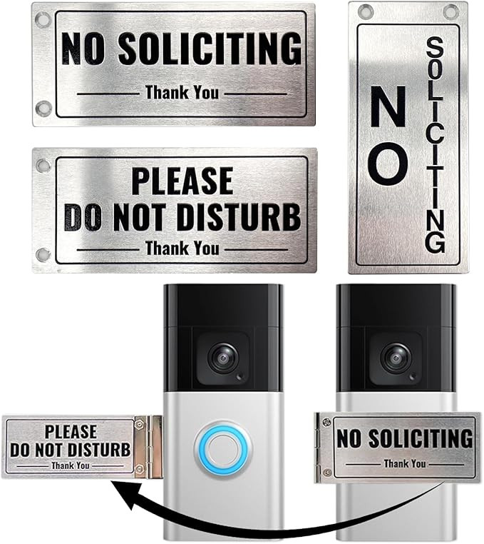 Metal Doorbell Cover No Soliciting Sign for House，Universal Fitting Doorbell Cover That Rotates... | Amazon (US)