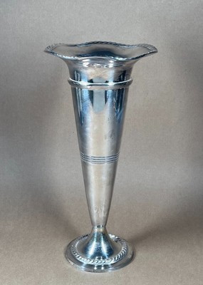 Silver? Silver Plated? Pewter? Tall Floral Trumpet Vase Non Magentic Tarnishes | eBay US