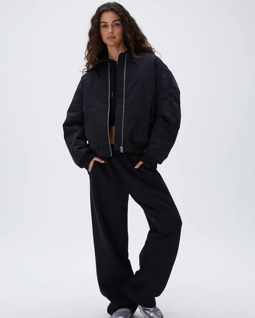 Oversized Bomber Jacket - Black | Adanola UK
