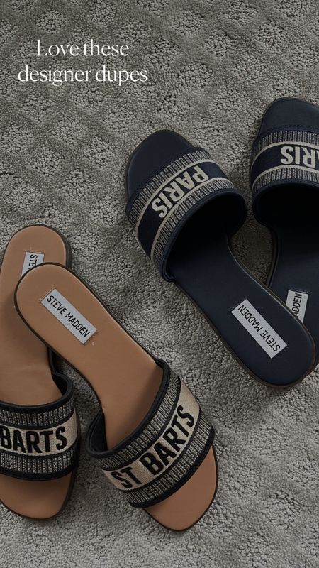 Love these designer dupe sandals!
#stevemadden #sandals #summerslides 

#LTKunder100 #LTKSeasonal #LTKshoecrush