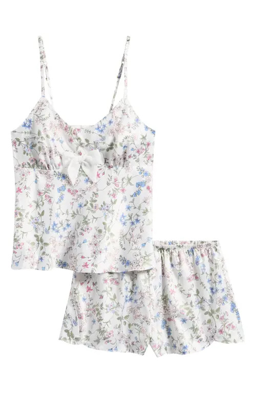 Flora Nikrooz Bowie Satin Short Pajamas in Ivory at Nordstrom, Size X-Small | Nordstrom