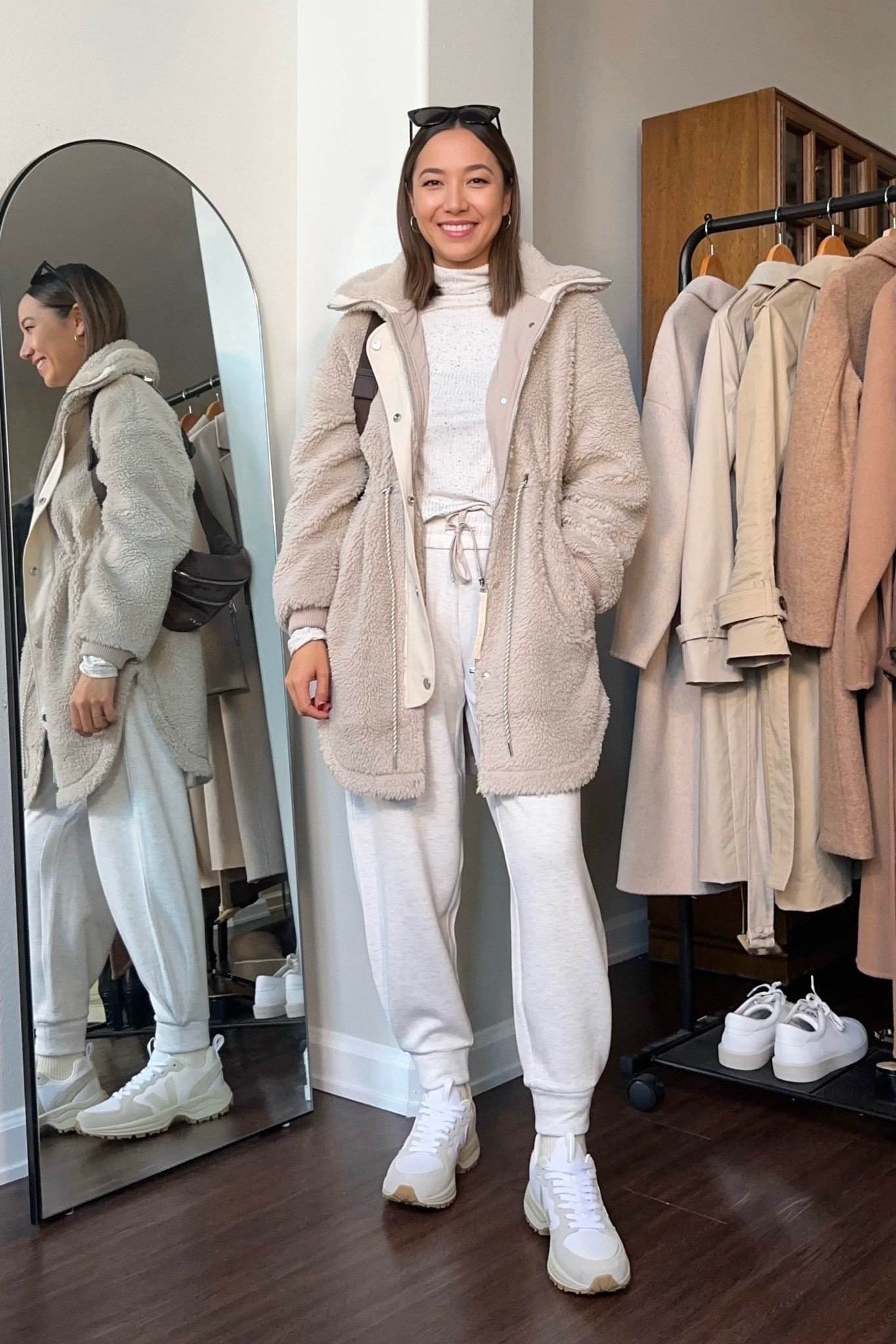 Elevated comfy winter outfit 

• Sherpa jacket - old, linked to a new cropped style puffer Sherpa I’m eyeing! 

Joggers / turtleneck / sneakers 

#LTKSeasonal #LTKStyleTip