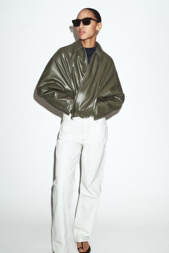 FAUX LEATHER BOMBER JACKET | Zara US