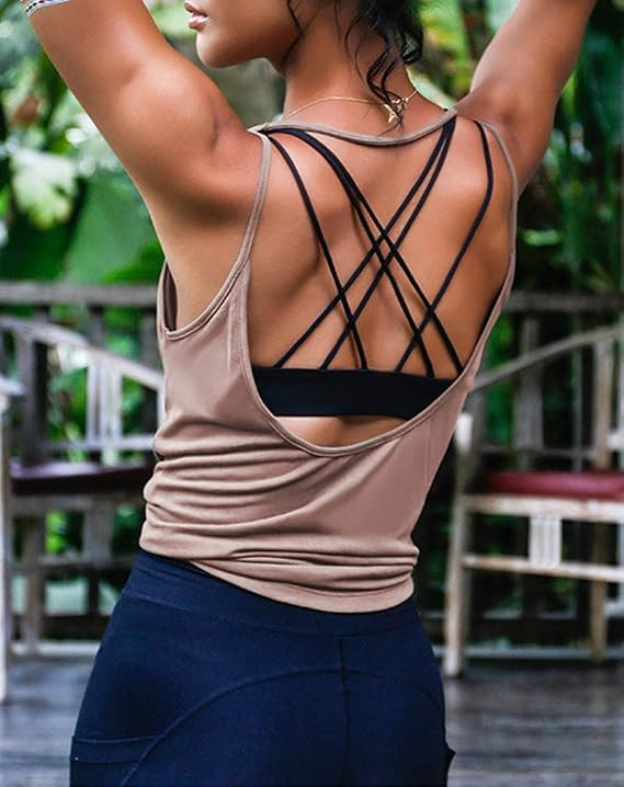 OYANUS Womens Summer Workout Tops Sexy Backless Yoga Shirts Open Back Activewear Running Sports G... | Amazon (US)