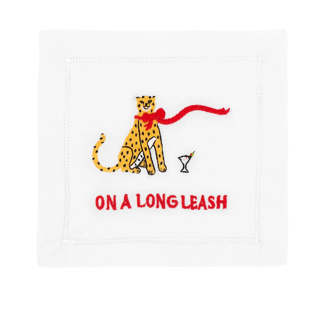 On a Long Leash Cheetah Cocktail Napkins | White Elephant Designs