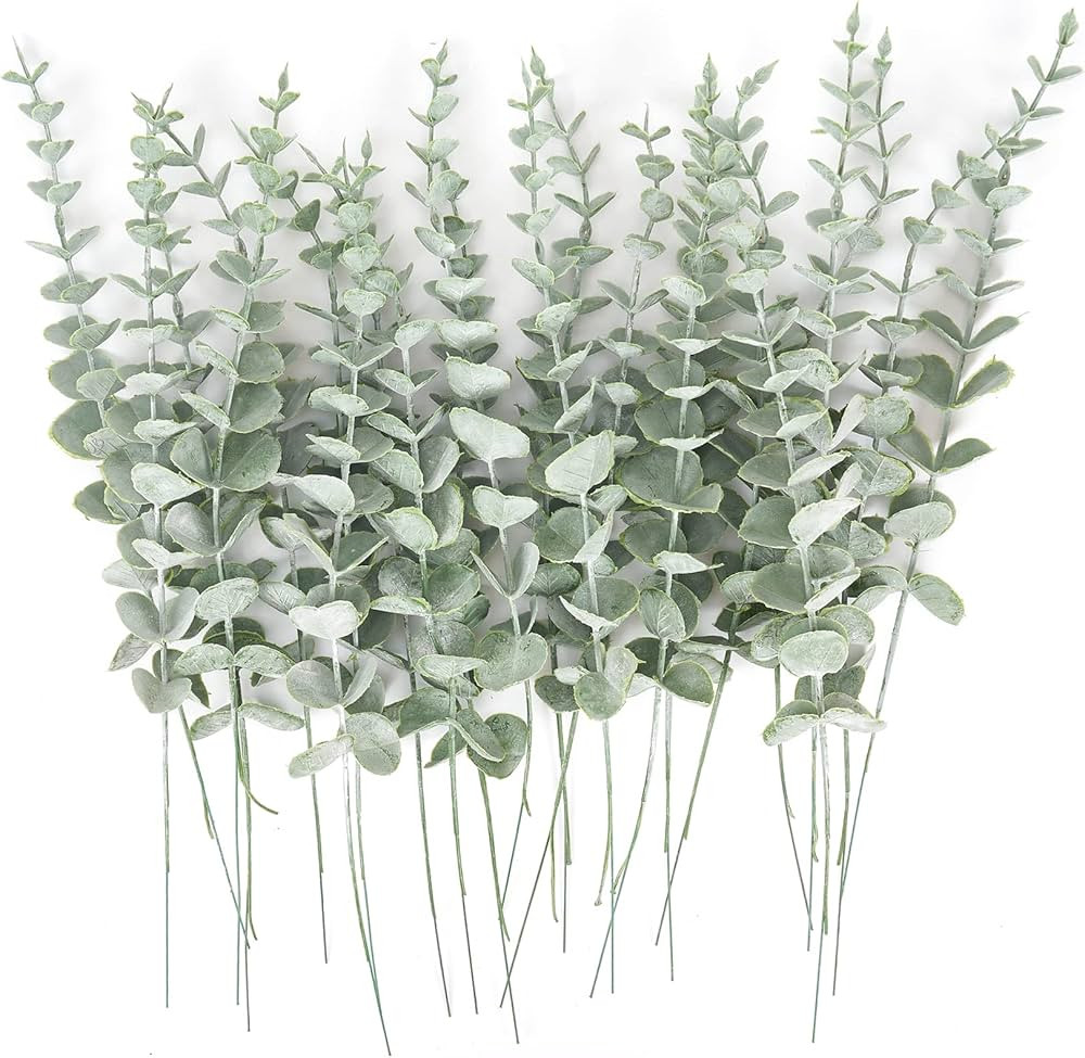 Osfvn Eucalyptus Stems 24pcs Artificial Eucalyptus Leaves Faux Branches 15 inches Decorative Gree... | Amazon (US)