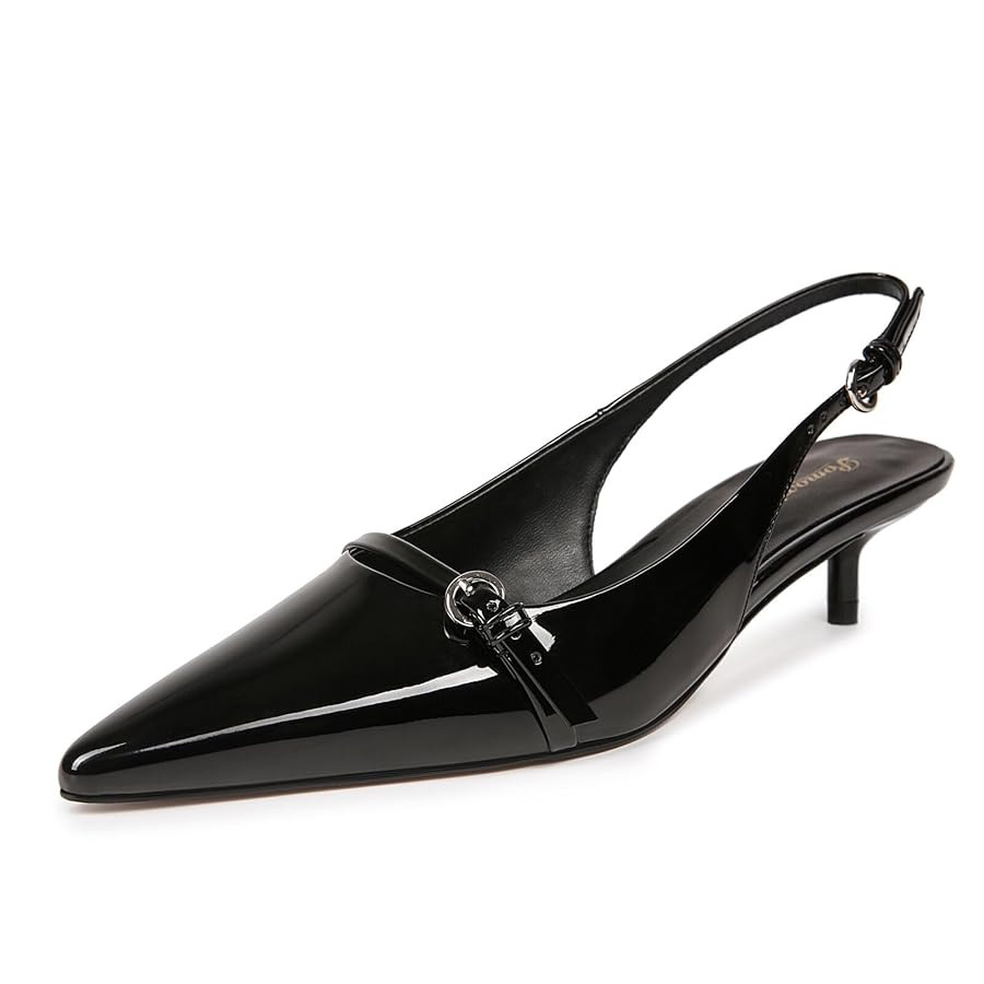 Kitten Heels for Women Slip on Shoes Pumps Stylish Closed Pointed Toe Pump Shoes | Amazon (US)