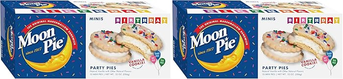MoonPie Birthday Mini Party Pies, Vanilla Cookie, 10 Count, 10 oz, Dairy Free (Pack of 2) | Amazon (US)