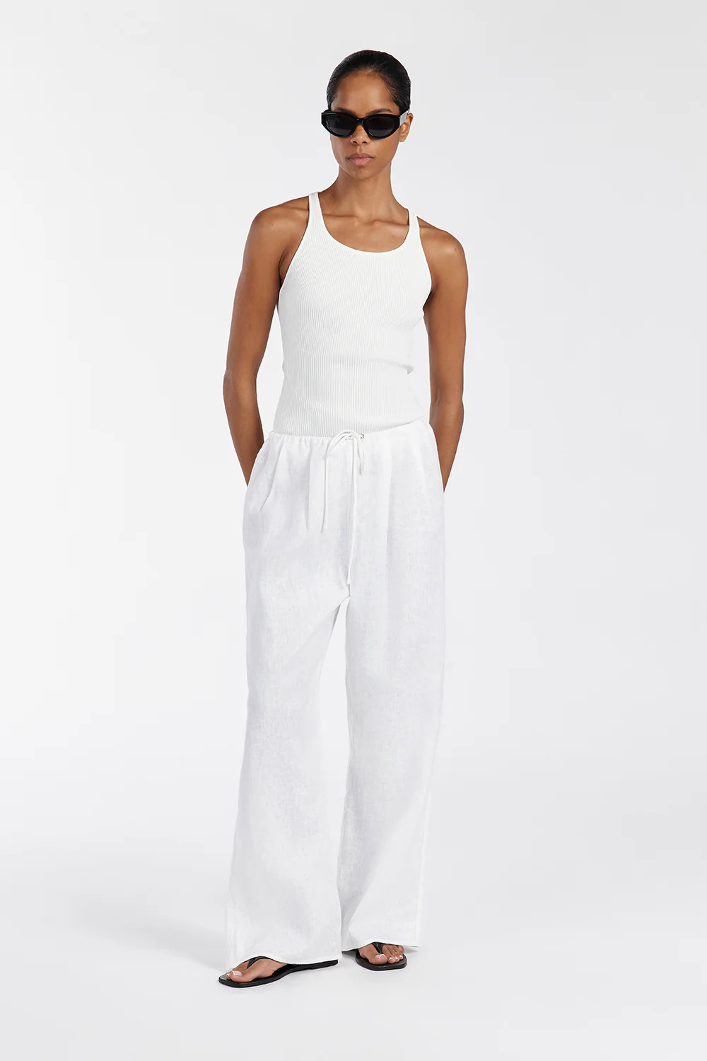NALA WHITE ELASTIC WAIST PANT | DISSH