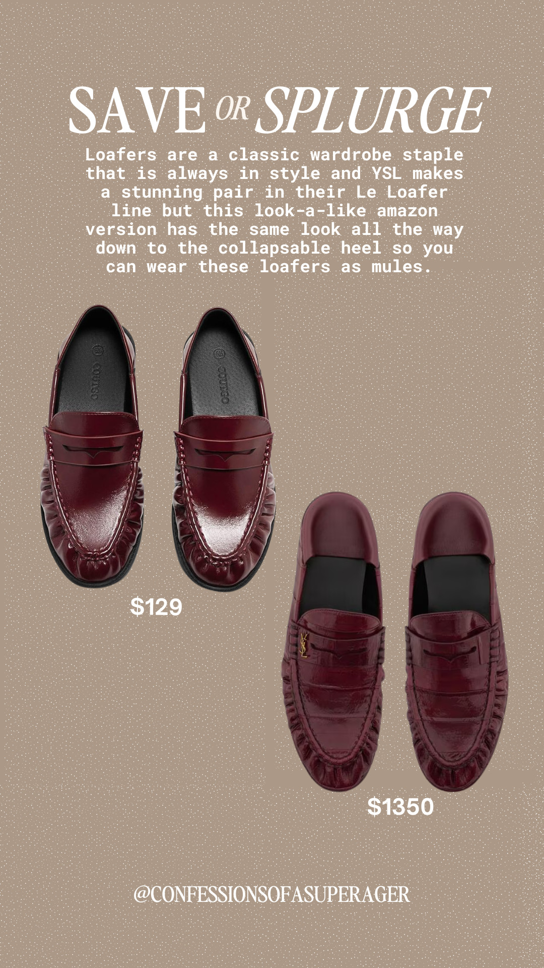 If you love the look of the YSL Le Loafer with the collapsible heel but want a more practical price point, this save delivers the same chic, backless-to-loafer versatility with a clean, modern silhouette. It’s an easy way to achieve that polished Parisian feel without the splurge—perfect with denim, trousers, or dresses. Both the save and splurge options are linked here! 

 

#LTKSeasonal #LTKOver40 #LTKSaleAlert