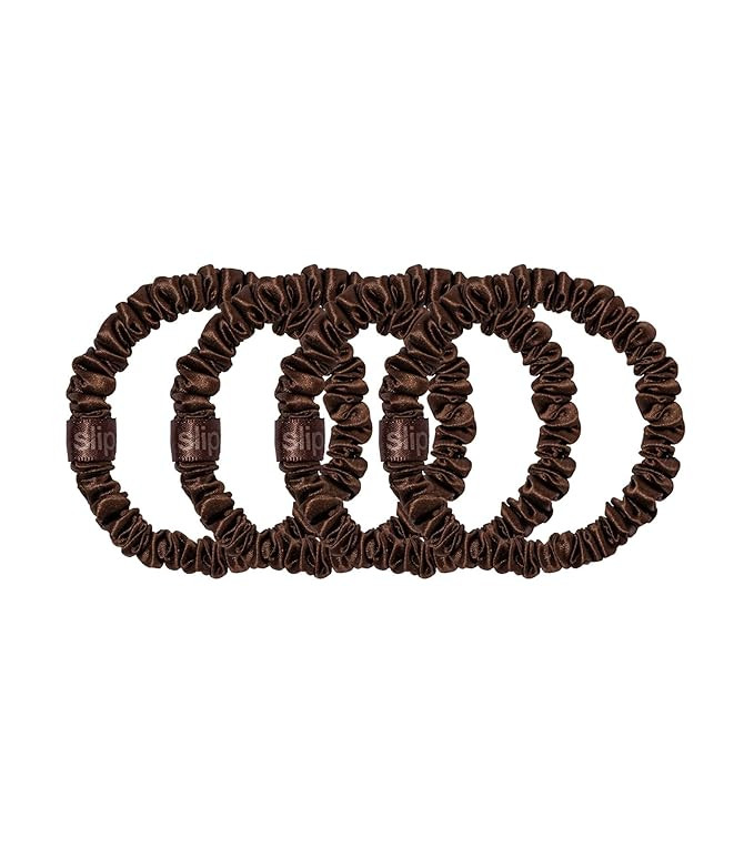 Slip Silk Skinny Scrunchies - Dark Brown - 100% Pure 22 Momme Mulberry Silk Scrunchies for Women ... | Amazon (US)