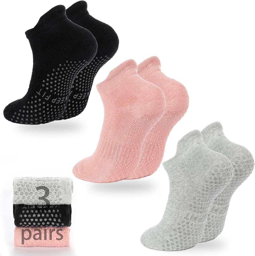 loudashuaiqi Yoga Pilates Socks Non Slip Barre Athletic Socks with Grips for Women | Amazon (US)