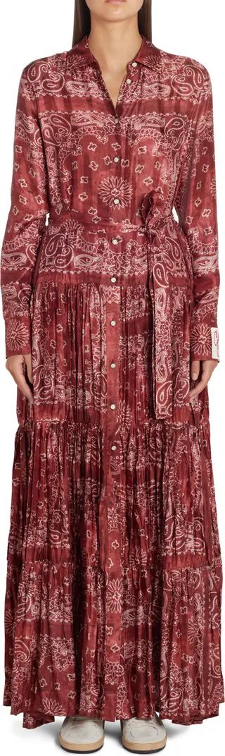 Bandana Print Long Sleeve Twill Maxi Dress | Nordstrom