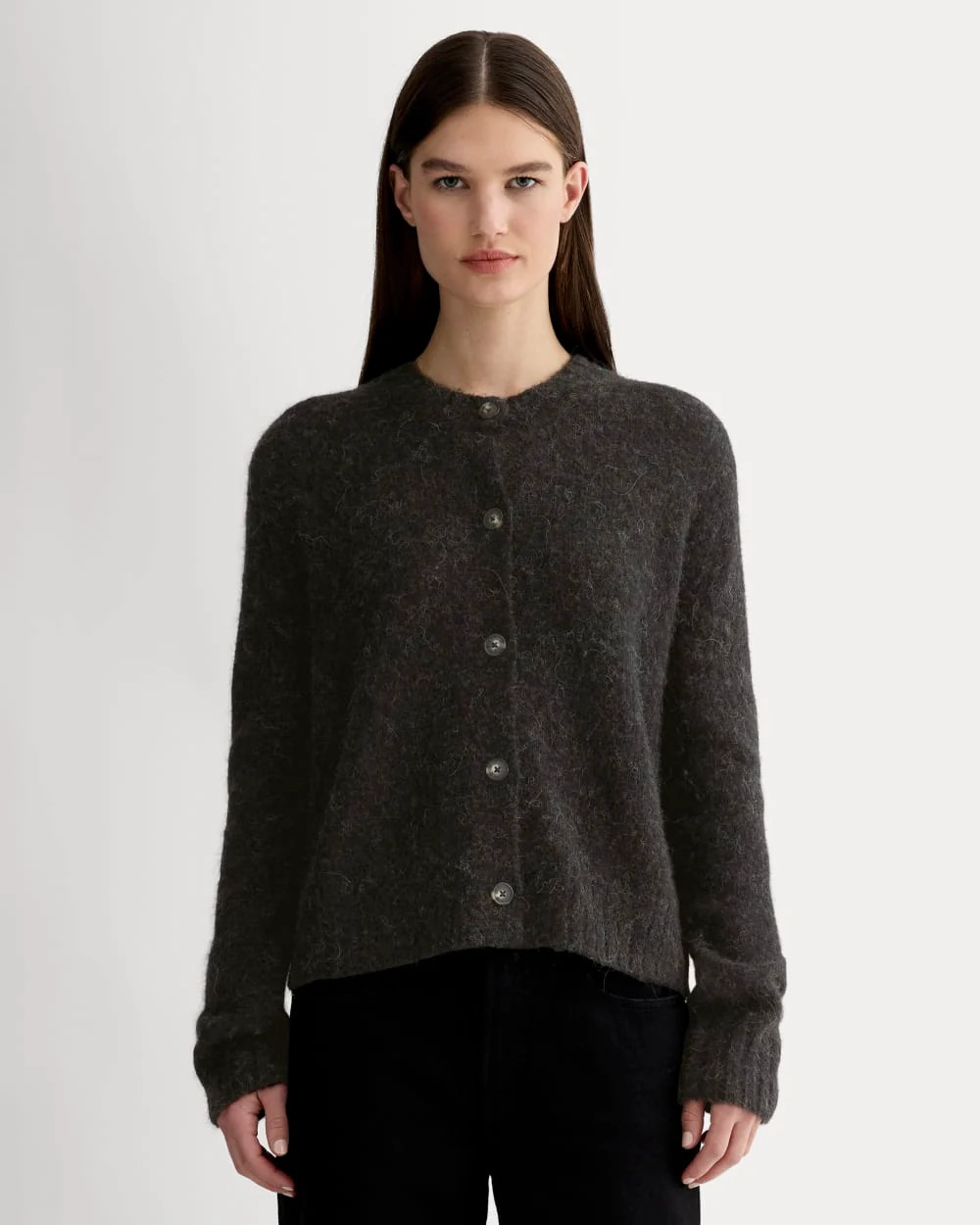 The Crew Cardigan in Alpaca | Heathered Black | Everlane