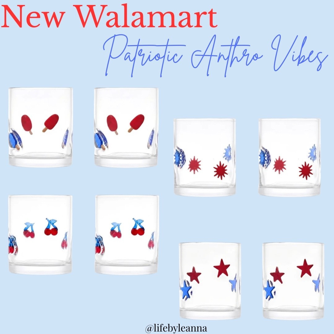 Walmart new 2026 summer icon glasses! These look just like Anthropologie! 






Walmart / icon glasses / Anthropologie/ patriotic 

#LTKSeasonal #LTKHome #LTKmorningroutine