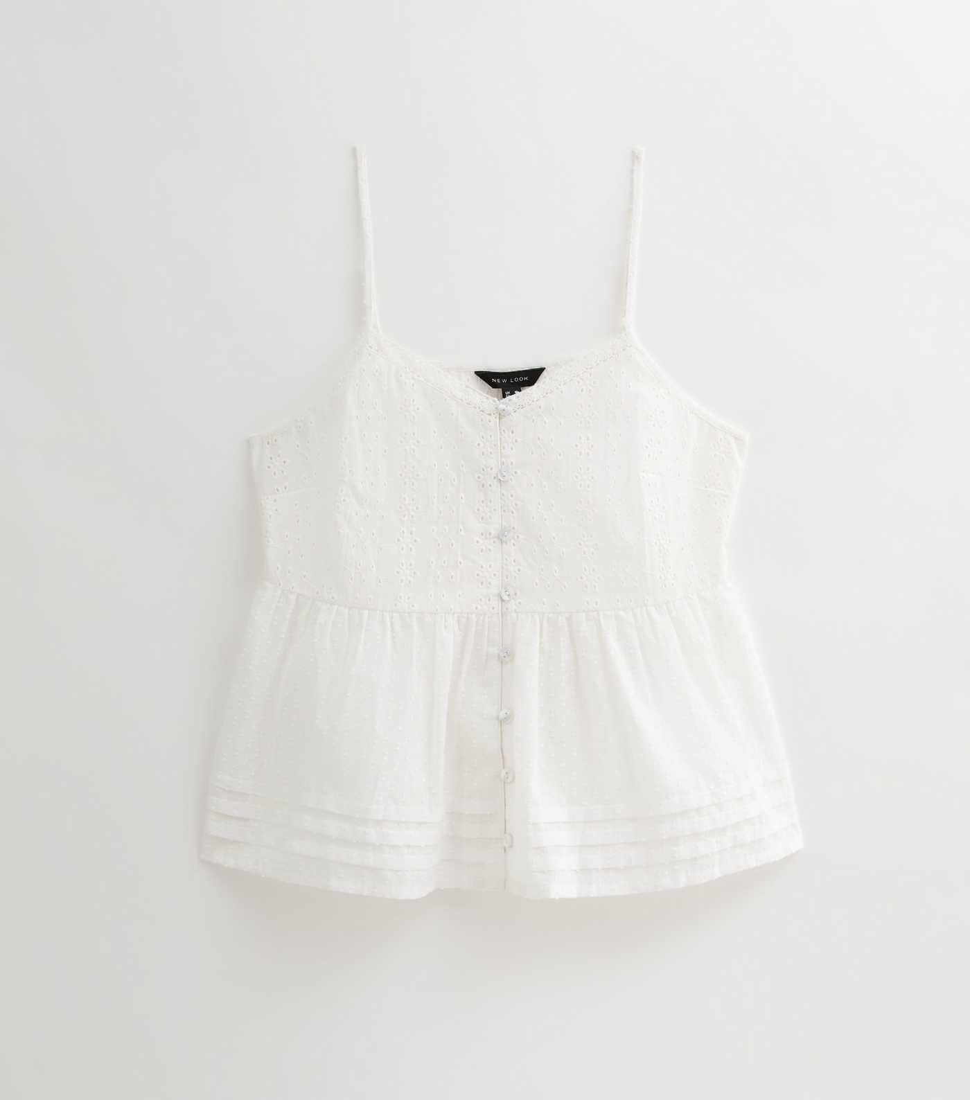 White Broderie Anglaise Button Through Cami Top | New Look | New Look (UK)