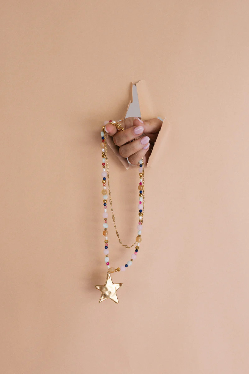 Ziggy Star Layered Necklace - Pink | BÉLJOY