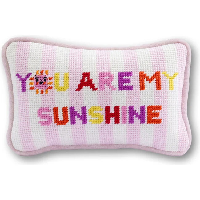 Furbish Studio | You Are My Sunshine Mini Needlepoint Pillow, Pink, White, Purple, Yellow | Maisonette | Maisonette