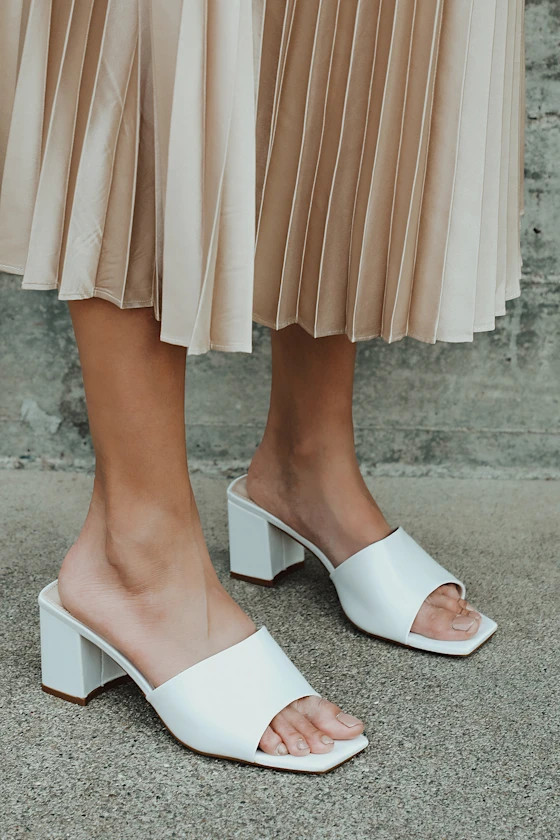 Yarie Ivory Satin Peep-Toe Mules | Lulus (US)