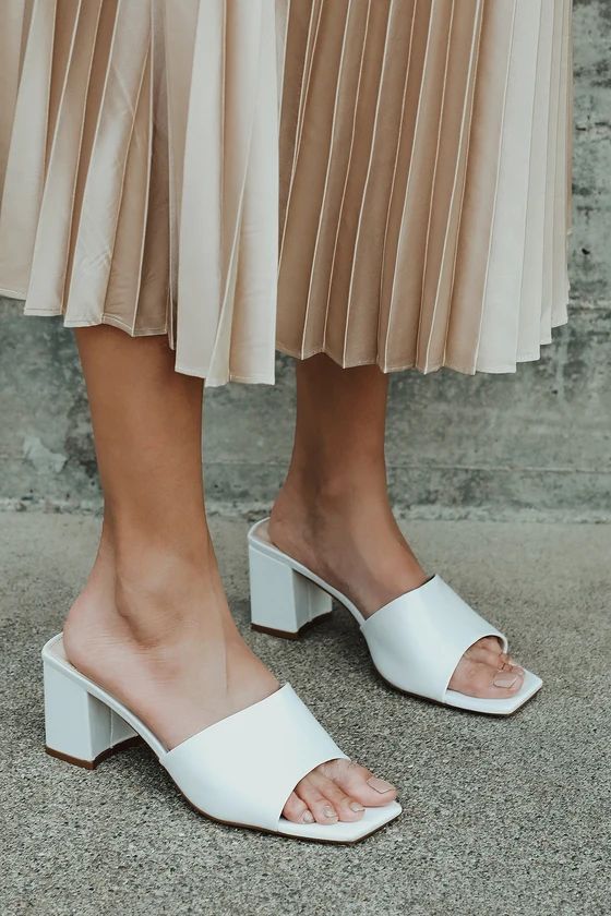 Yarie Ivory Satin Peep-Toe Mules | Lulus (US)