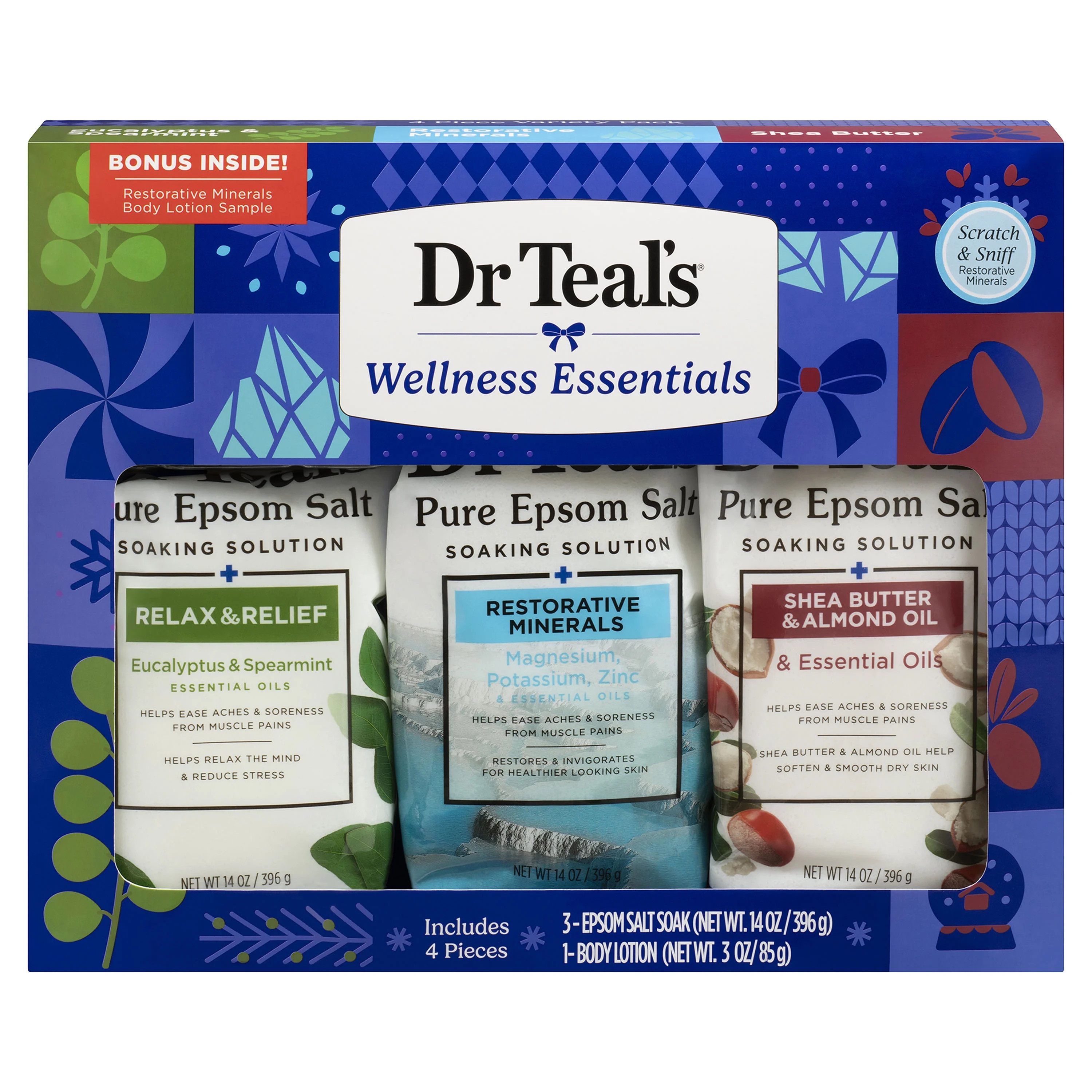Dr Teal's Epsom Salt Wellness Sampler Gift Set, 4 Piece | Walmart (US)
