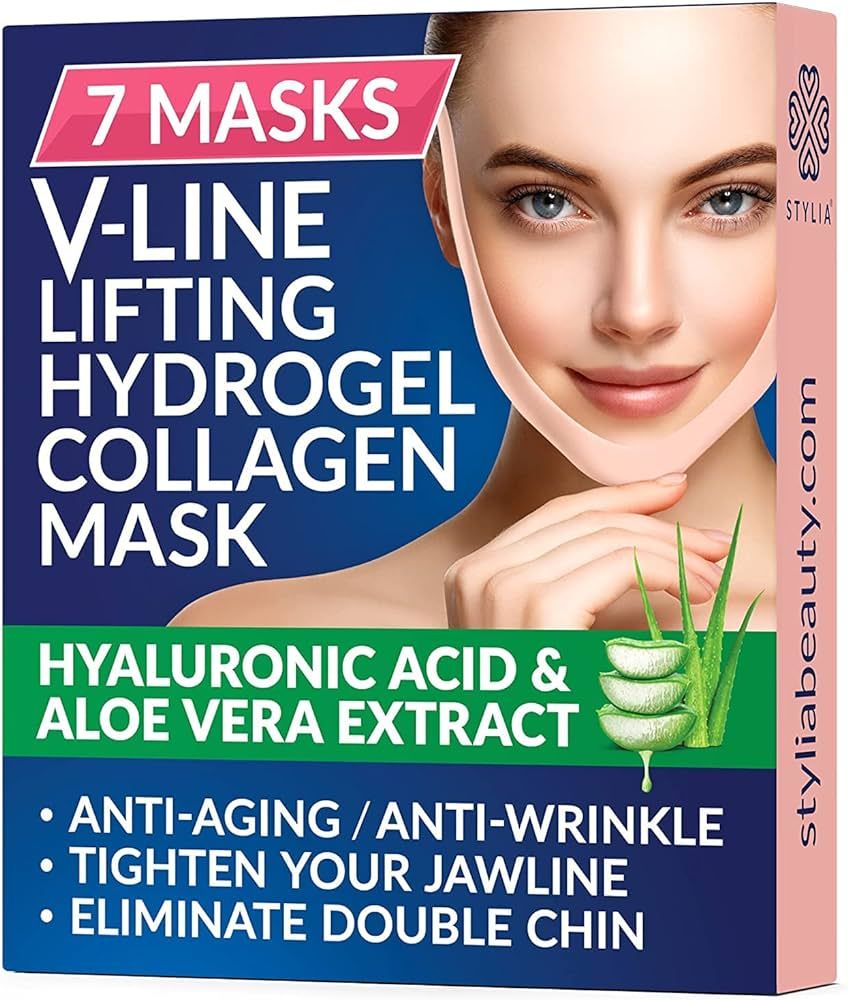 7 Piece V Line Shaping Face Masks – Double Chin Reducer - Lifting Hydrogel Collagen Mask with A... | Amazon (US)