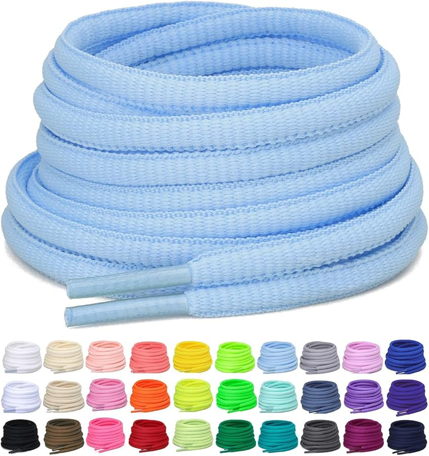 2 Pairs Oval Athletic Shoelaces 30 Colors 1/4" Half Round Shoe Laces for Sneakers | Amazon (US)