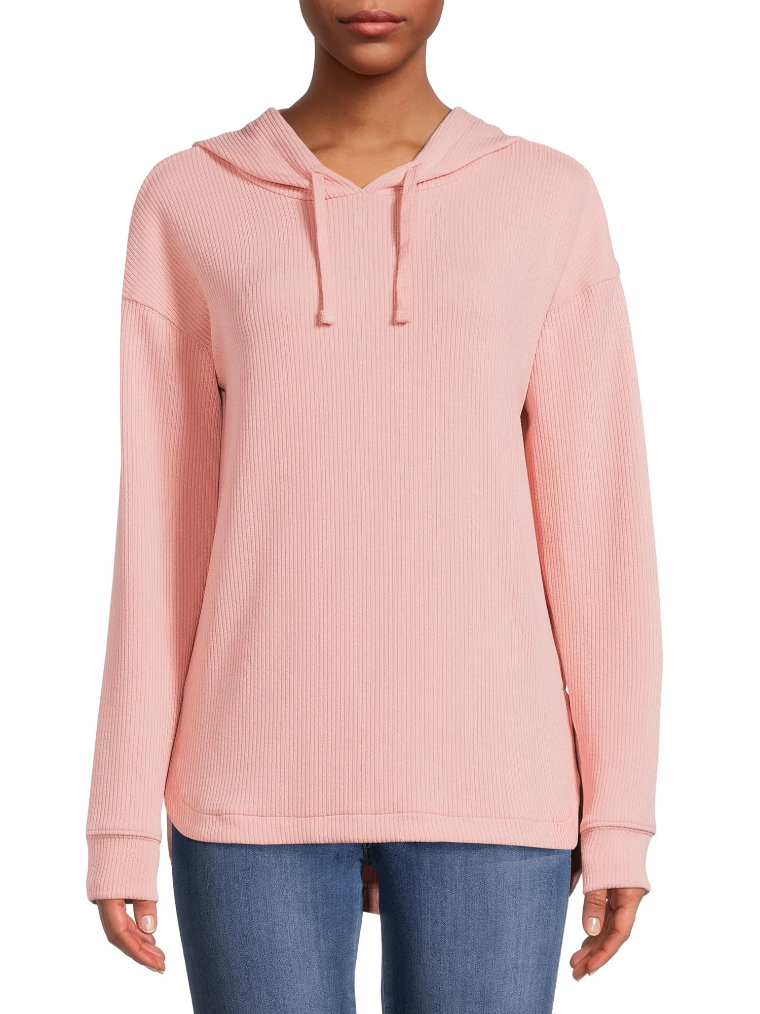 Time and Tru Women's Ribbed Tunic Hoodie - Walmart.com | Walmart (US)