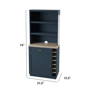 74 in. Fontana Blue 12-Shelf Standard Bookcase with Open Storage | The Home Depot