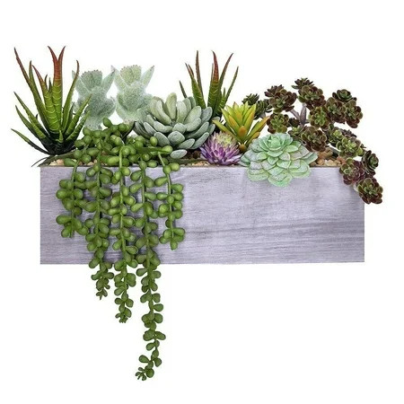 Supla Artificial Pre-Made Succulent Wood Planter Arrangement 10 Pcs Assorted Fake Succulent Plants i | Walmart (US)