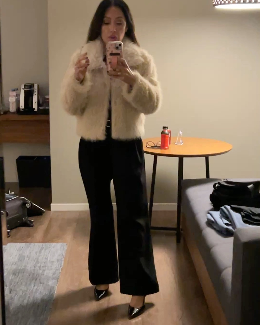 This coat is so warm and cozy! You need it! Perfect for date night 💕 or work! 

Small in everything
Shoes tts

#LTKPetite #LTKValentine #LTKOver40