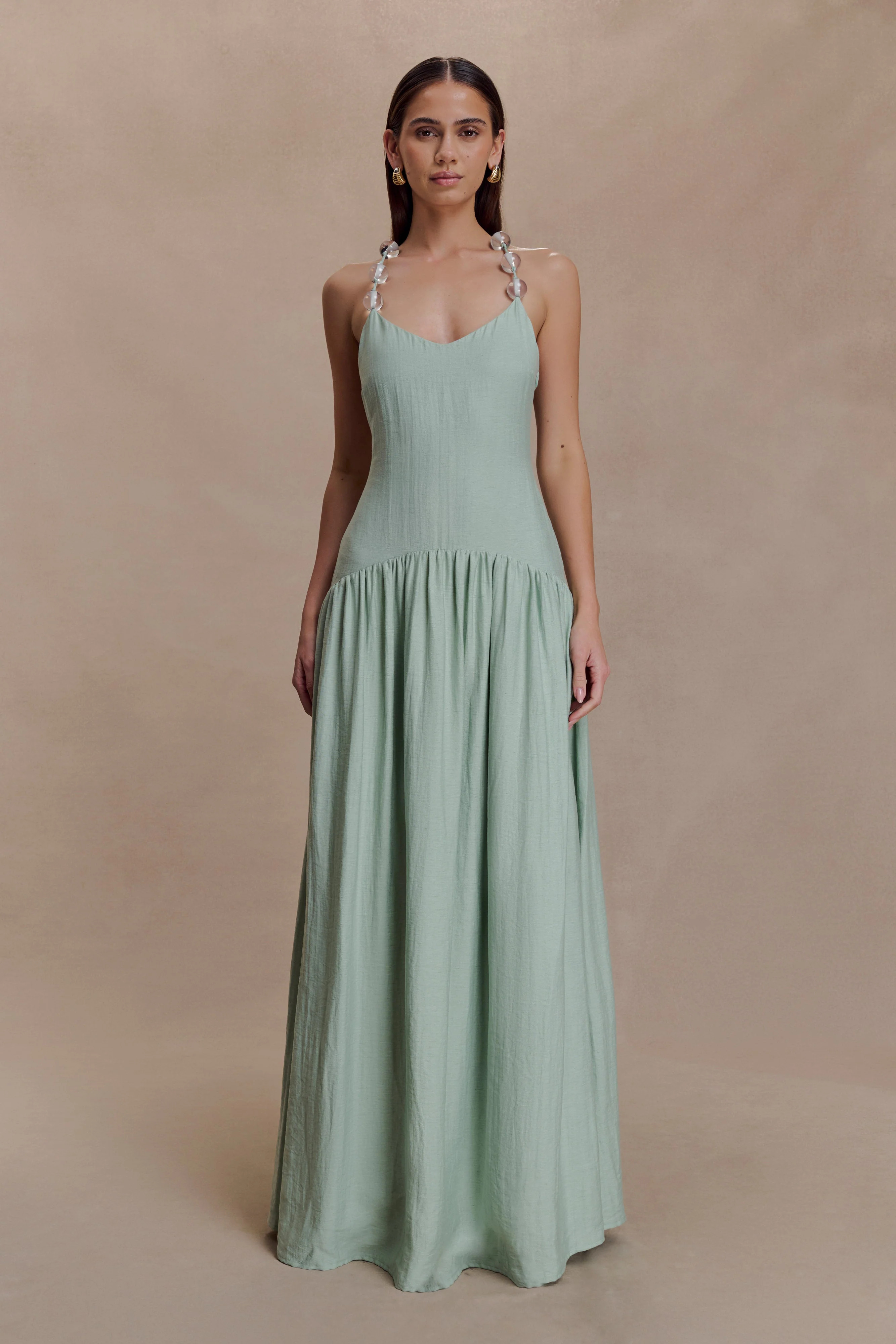 Linen Maxi Dress - Sage | MESHKI US
