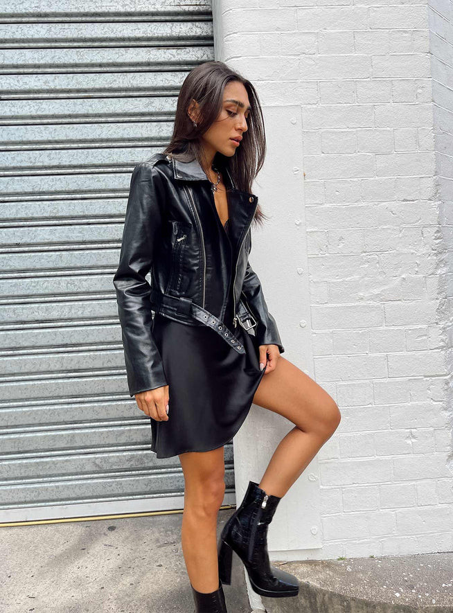 The Zeppelin Faux Leather Jacket Black | Princess Polly US