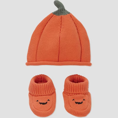 Carter's Just One You® Baby Halloween Hat & Booties Set - Orange | Target