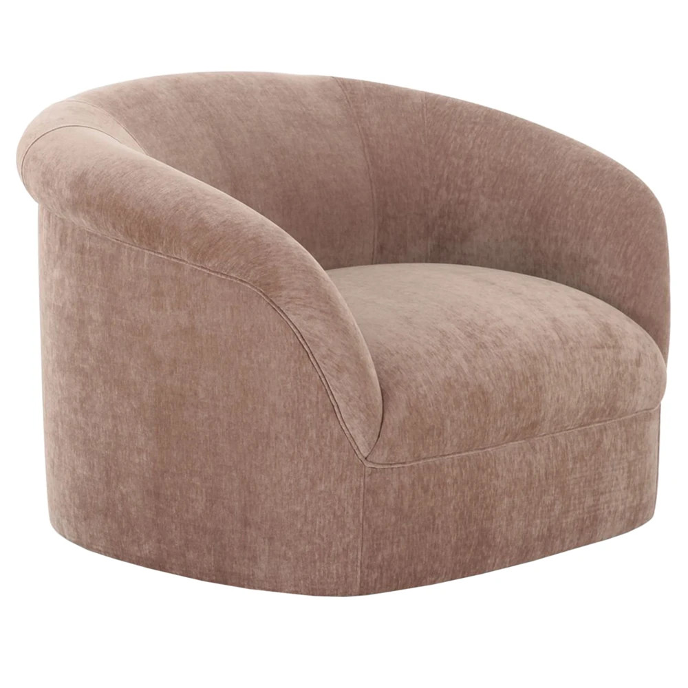 Zack Modern Classic Blush Velvet Barrel Arm Chair | Kathy Kuo Home