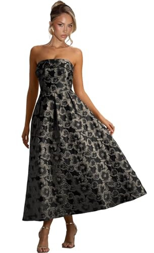 Amazon.com: MEIDAOLELAI Tea Length Bridesmaid Dresses for Women Strapless A Line Sage Green Forma... | Amazon (US)