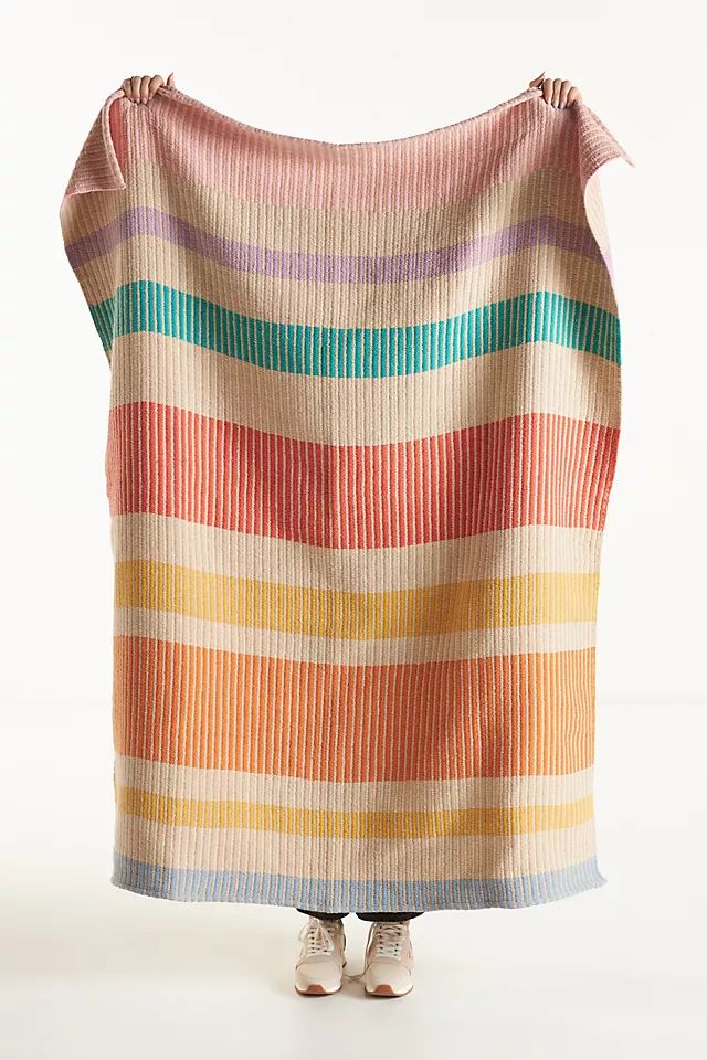 Woven Ribbed Stripe Throw Blanket | Anthropologie (US)