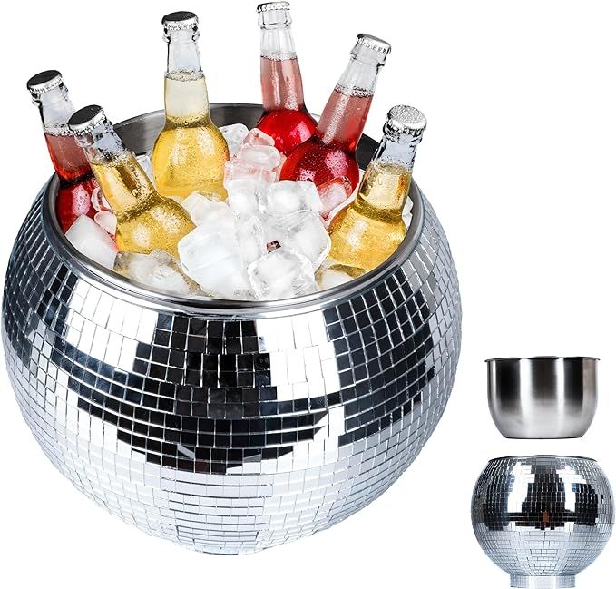 Dazzling Large Disco Ball Ice Bucket - Heat Preserving Ice Bucket for Parties with Disco Ball Dec... | Amazon (US)