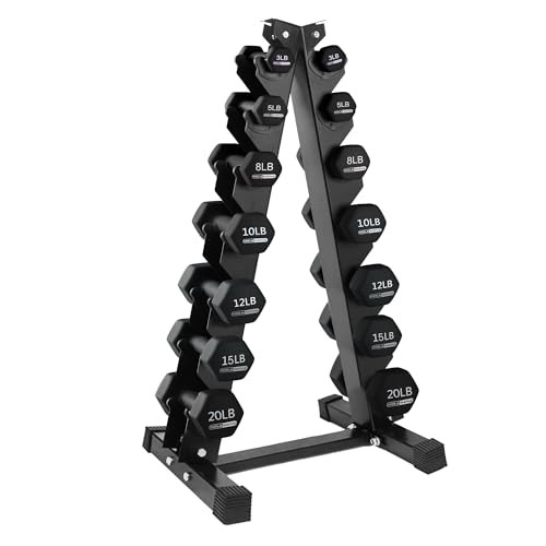 HolaHatha Neoprene Dumbbell Weights Set & Rack for Home Workout, 146 Lbs, Black | Amazon (US)