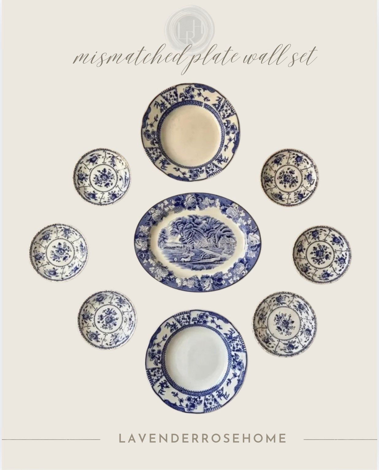 Blue & white mismatched plate sets for wall decor - a timeless, collected way to bring blue & white beauty to your home.

Blue & White. Chinoiserie. Plate Wall. Vintage Finds. Dining Room. Living Room. Entryway. Kitchen. Lavender Rose Home. Classic + Collected Home.



#LTKHome