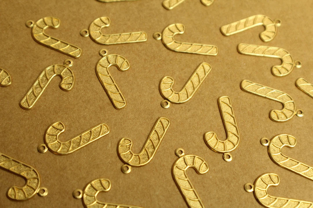 12 Pc. Raw Brass Candy Cane Charms: 23.5mm by 12mm - Made in USA | RB-1343 - Etsy | Etsy (US)