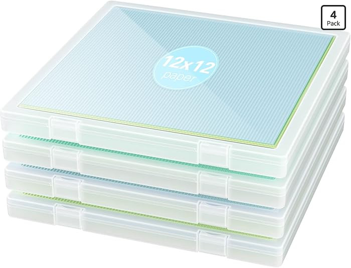 Denkee 12 x 12 Paper Storage, 4 Pack Scrapbook Paper Organizer Storage, Craft Organizers Box, Por... | Amazon (US)