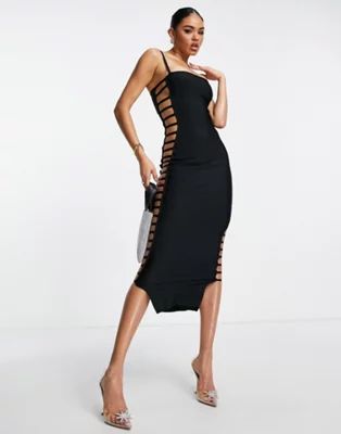 Rare London bandage maxi dress with cut-out sides in black | ASOS (Global)